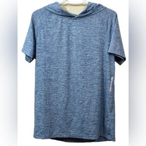 Blue Heathered Short Sleeve Hoodie Abercrombie